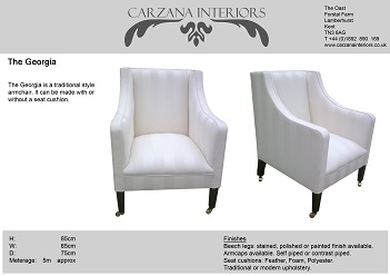 Georgia chair, also available as a two seater sofa. with cushions or fixed seat.